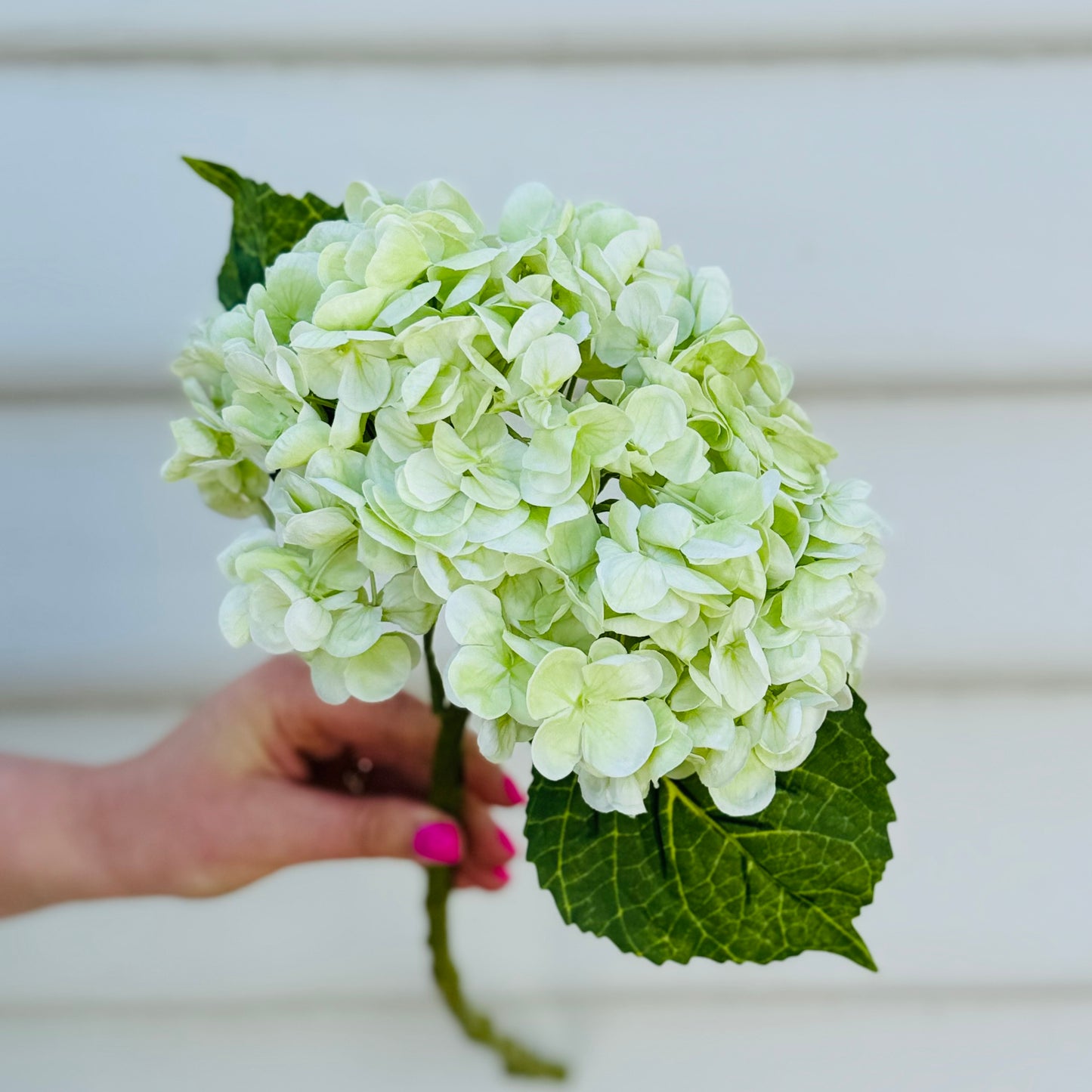 Faux Hydrangea Stem - Light Green