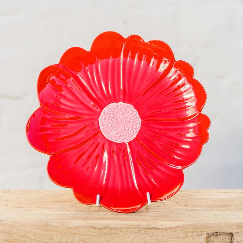 Red and Pink Flower Plate