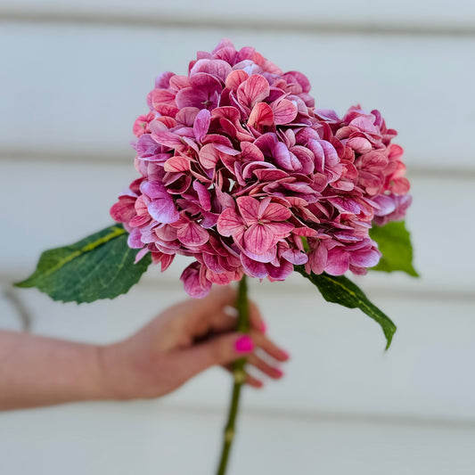 Faux Hydrangea Stem - Dusty Pink