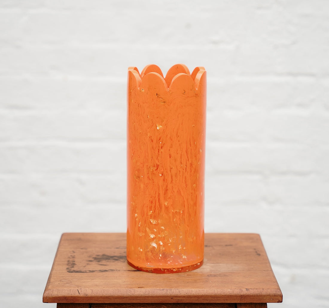 Large Resin Scallop Vase - Orange