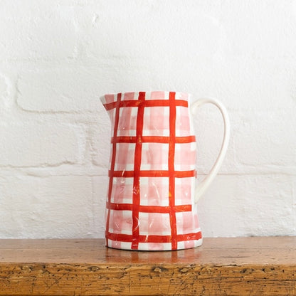 Medium Jug - Rose Pink &amp; Red Gingham