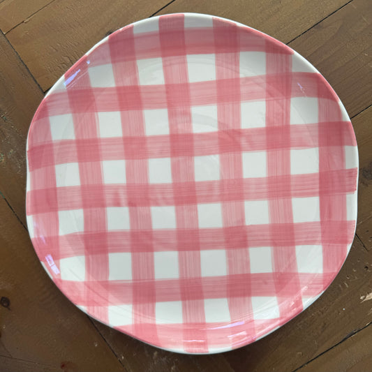 Rose Pink Gingham Dinner Plate - 4 pack