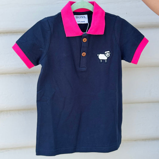 Navy & Pink Sheep Polo Shirt