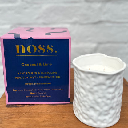 Large Coconut &amp; Lime Candle - White Textured Jar