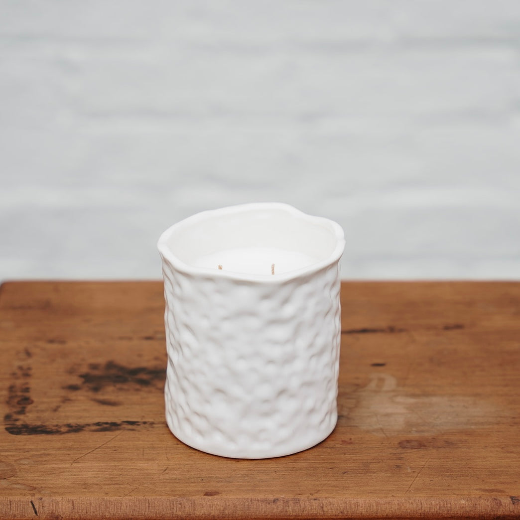 Large Coconut &amp; Lime Candle - White Textured Jar