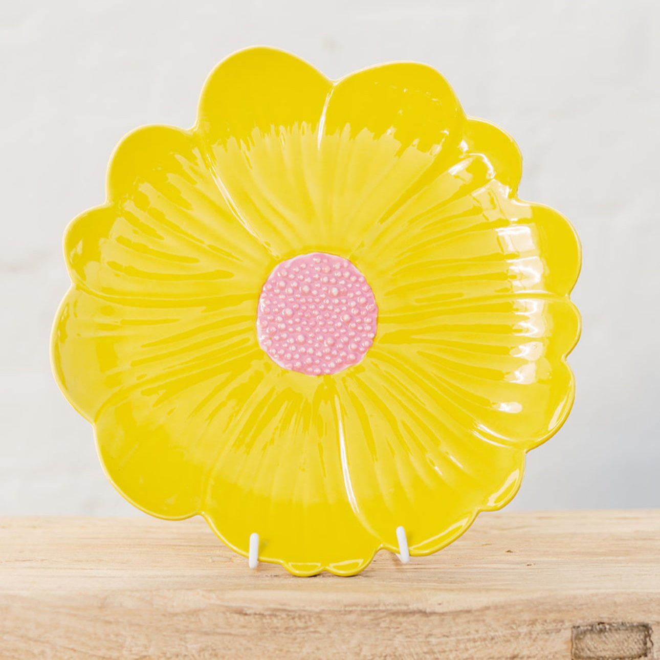 Yellow and Pink Flower Plate- single