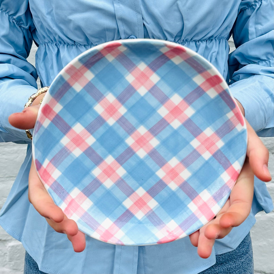 Side Plate - Pink &amp; Blue Gingham