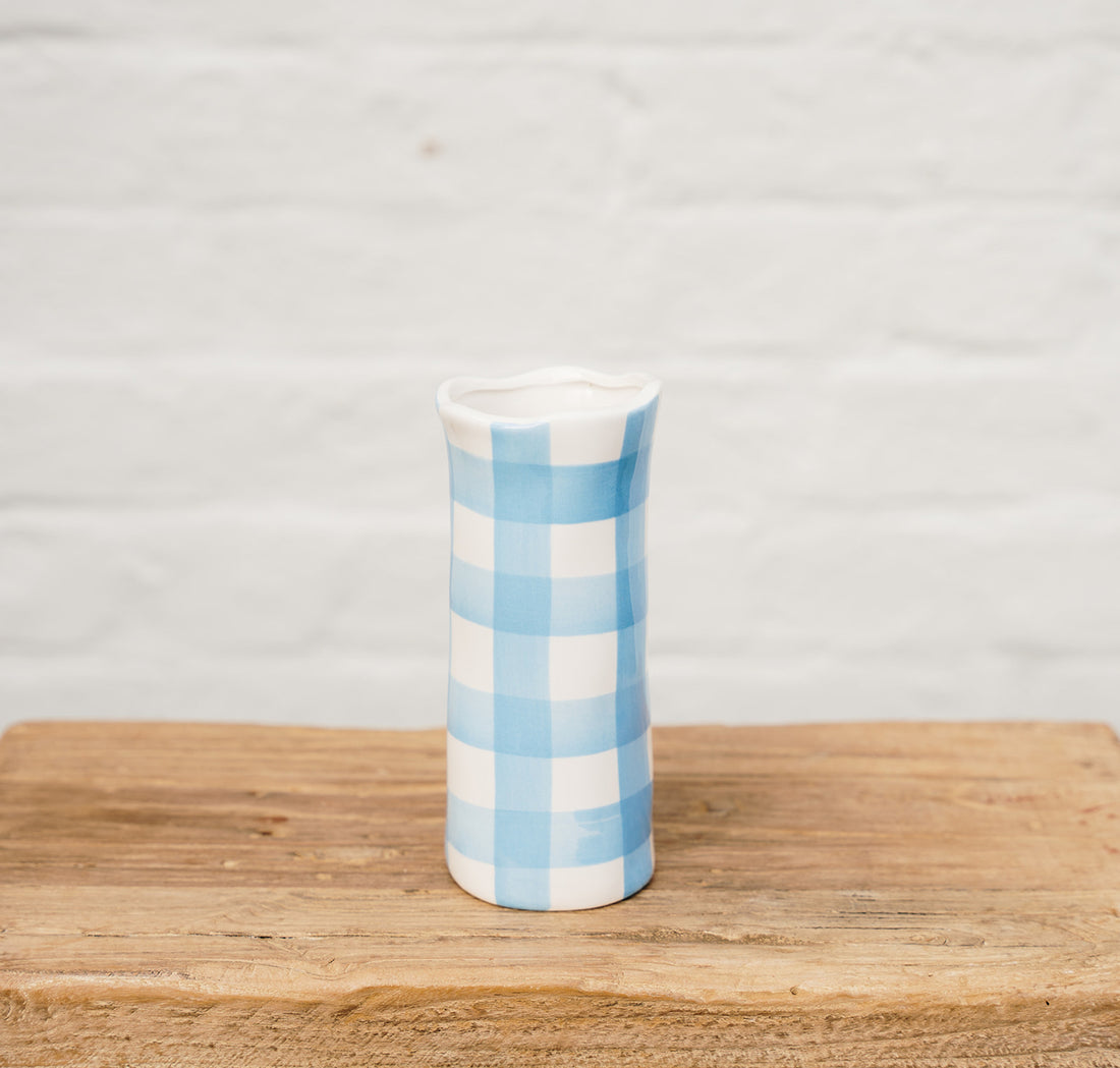 Small Vase - cornflower gingham