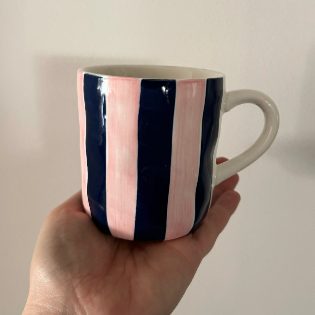 AUGUST PREORDER Navy and pink stripe mug