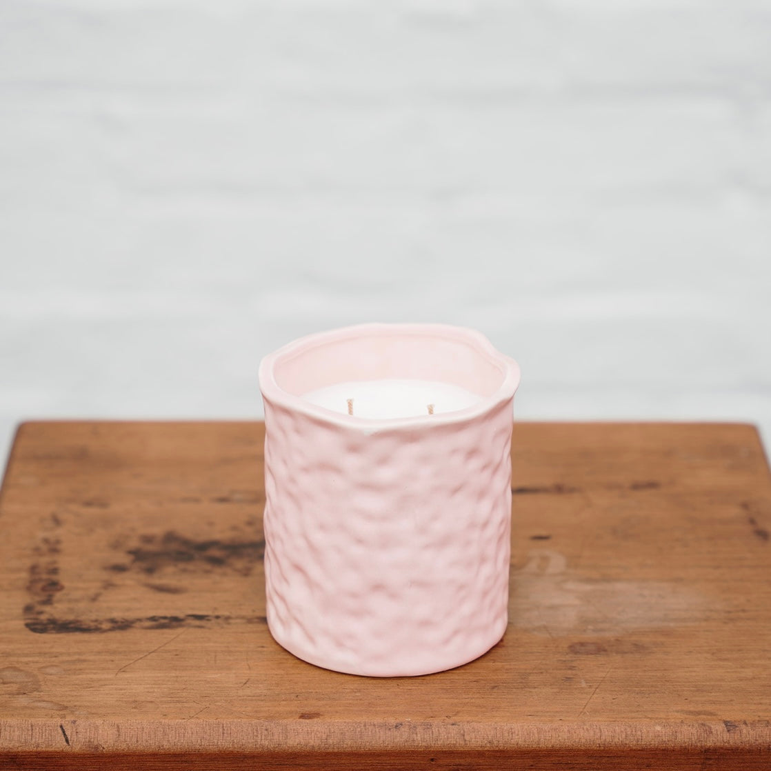 Large Mango, Coconut &amp; Vanilla Candle - Pink Textured Jar