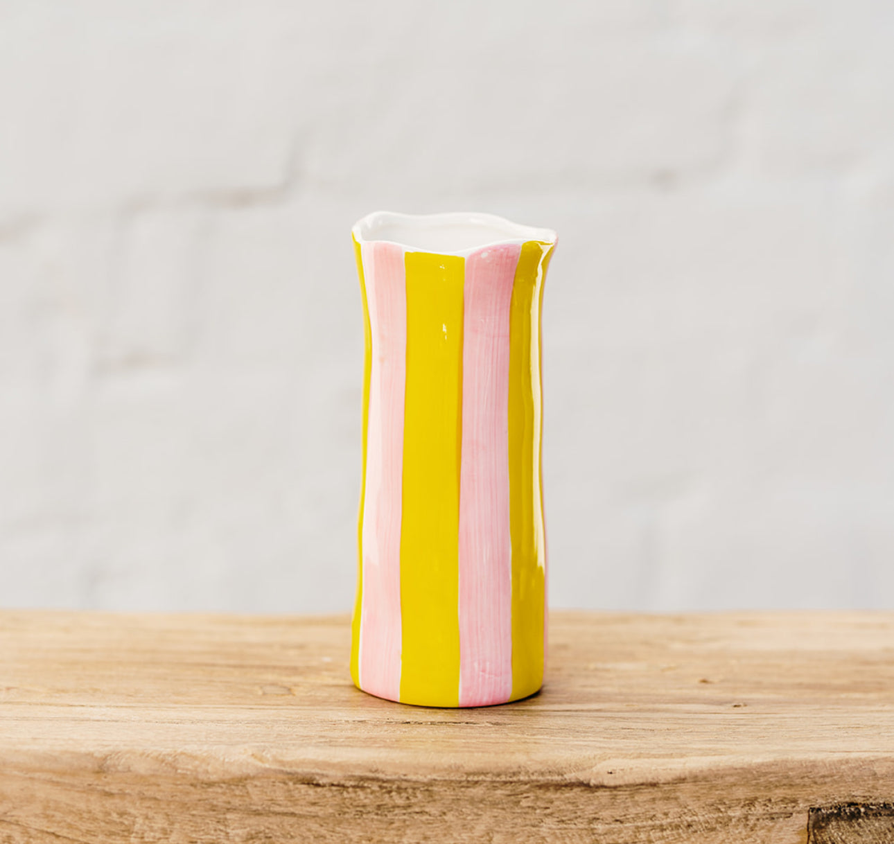 Small Pink &amp; Yellow Stripe Vase