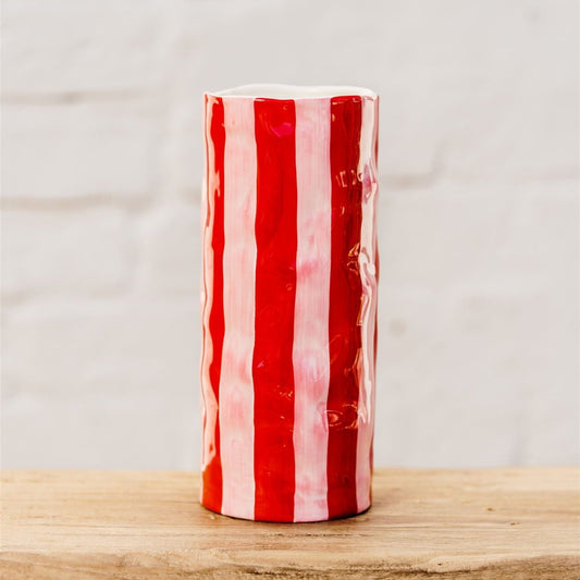 Medium Vase - Red & Pink Stripe