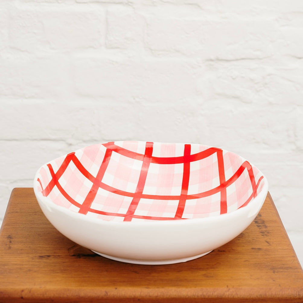 Salad Bowl - Pink & Red Gingham