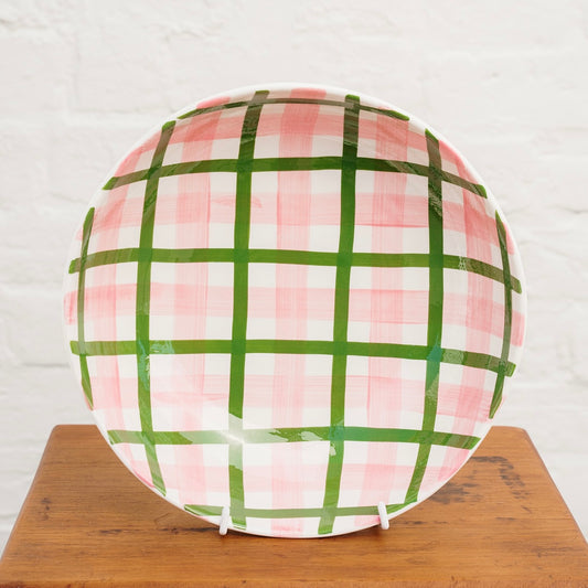 Salad Bowl - Pink & Dark Green Gingham