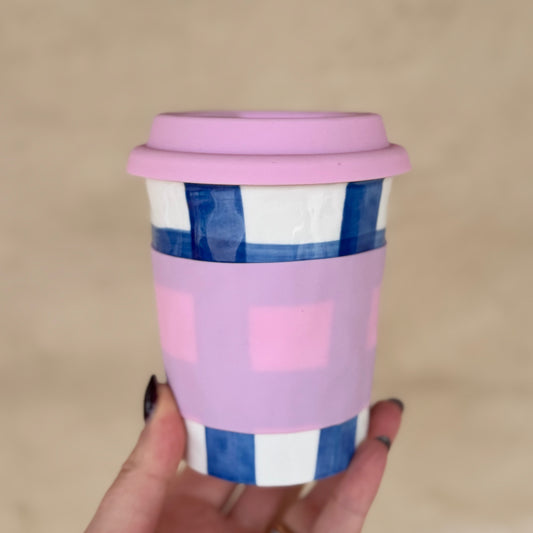 Travel Mug - Classic Blue Gingham