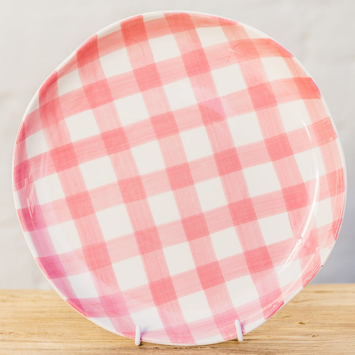 Pink Gingham Dinner Plate - 4 pack