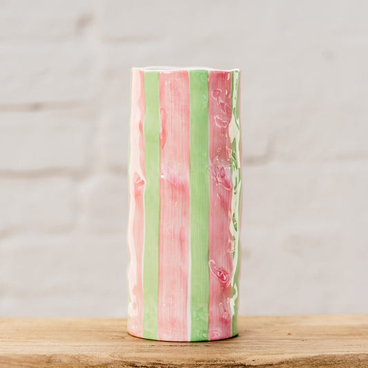 Medium Vase - Pink & Green Stripe