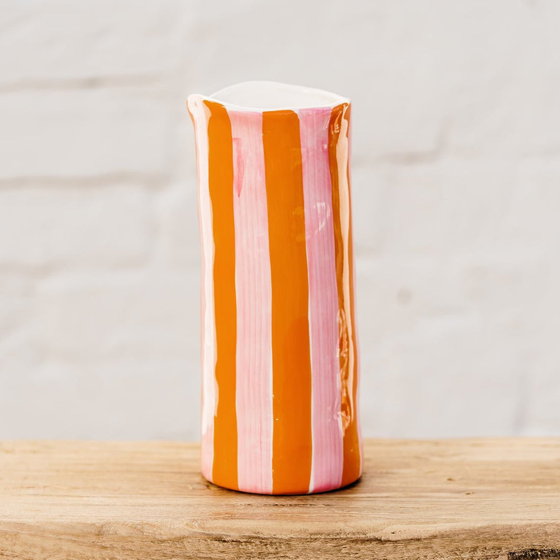 AUGUST PREORDER Medium Vase - Pink &amp; Orange Stripe