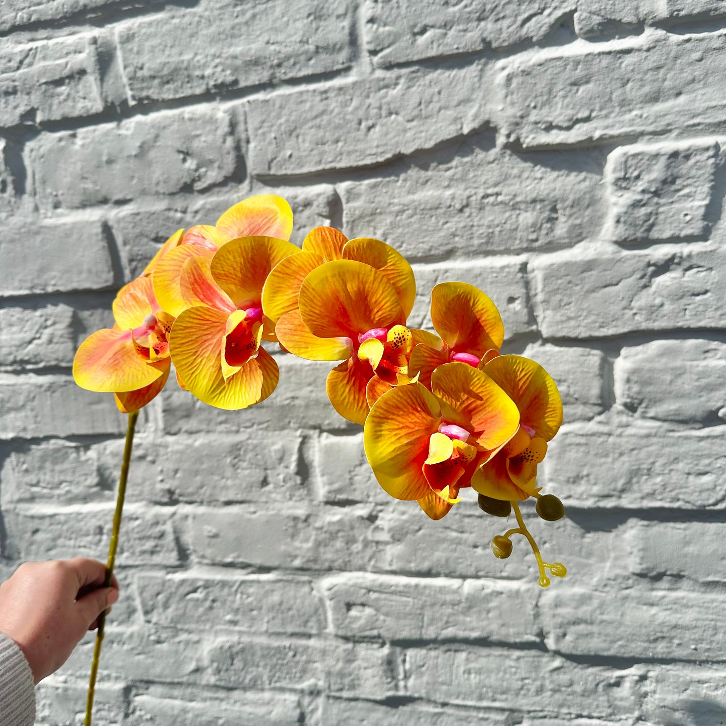 Faux Orchid Stem - Orange