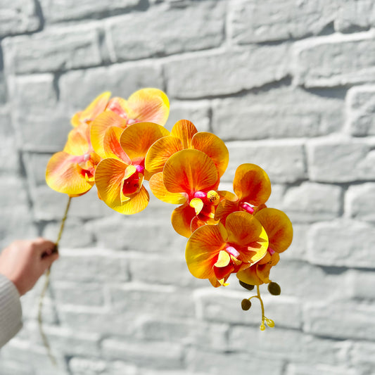 Faux Orchid Stem - Orange