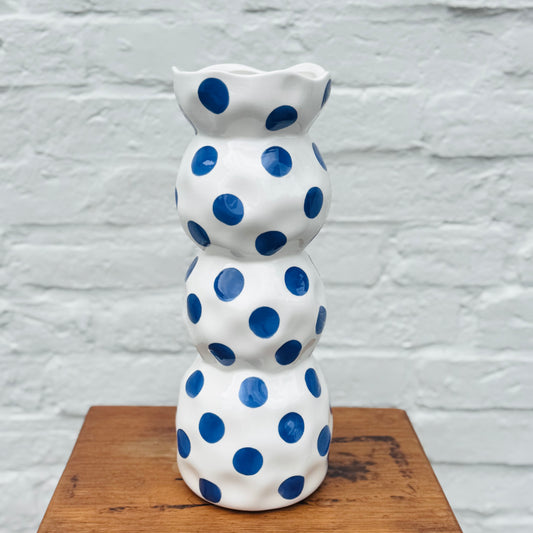 3 tier Vase - Classic Blue Spots