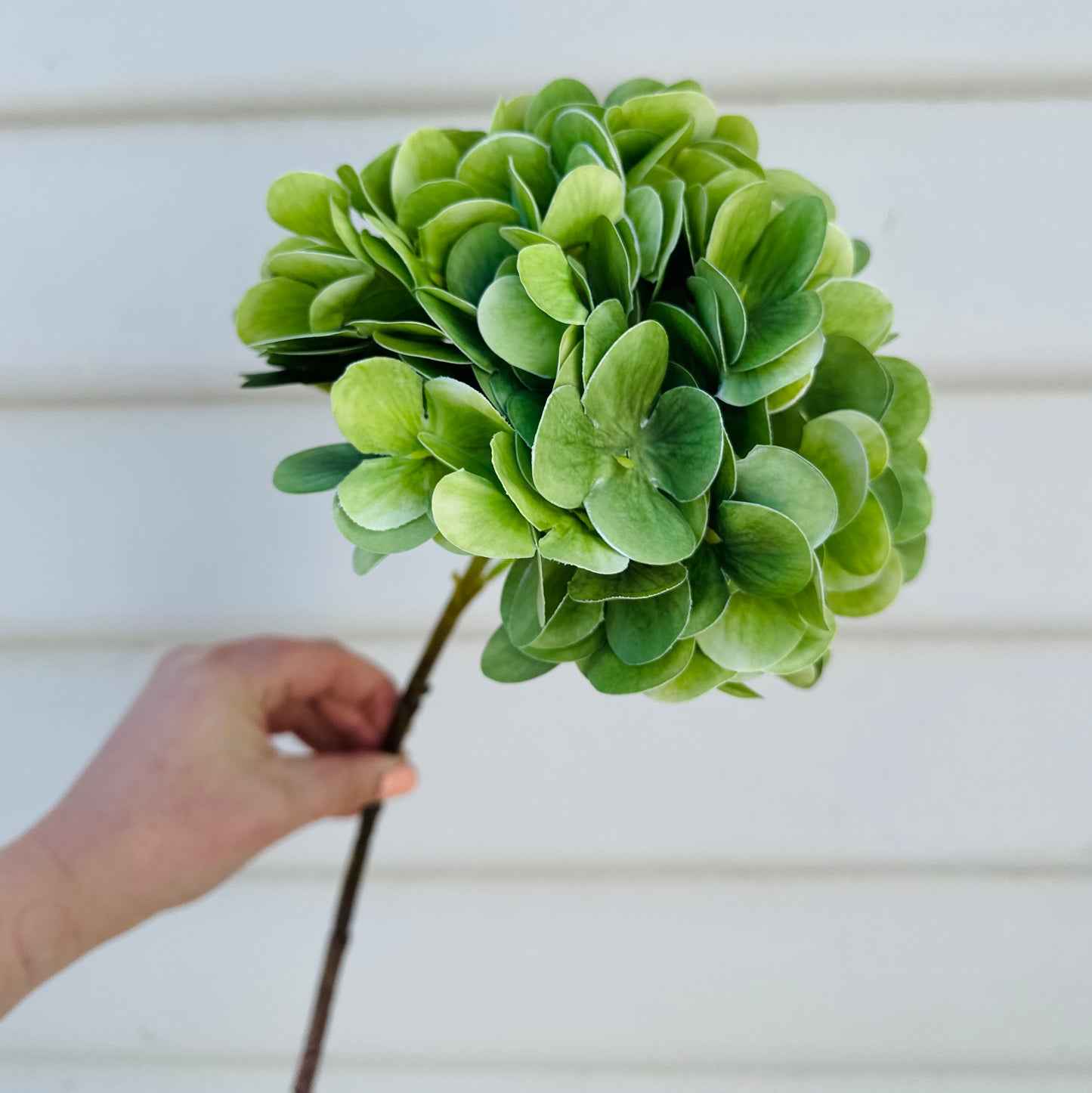 Small Faux Hydrangea Stem - Green