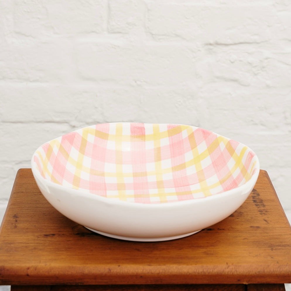 Salad Bowl - Pink &amp; Yellow Gingham