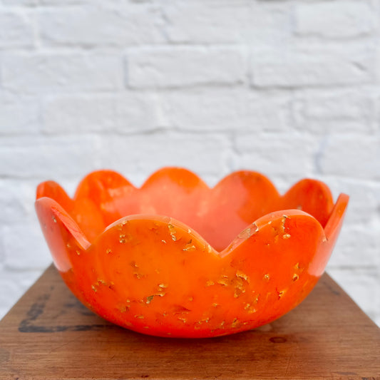 Large Scallop Resin Bowl - Orange