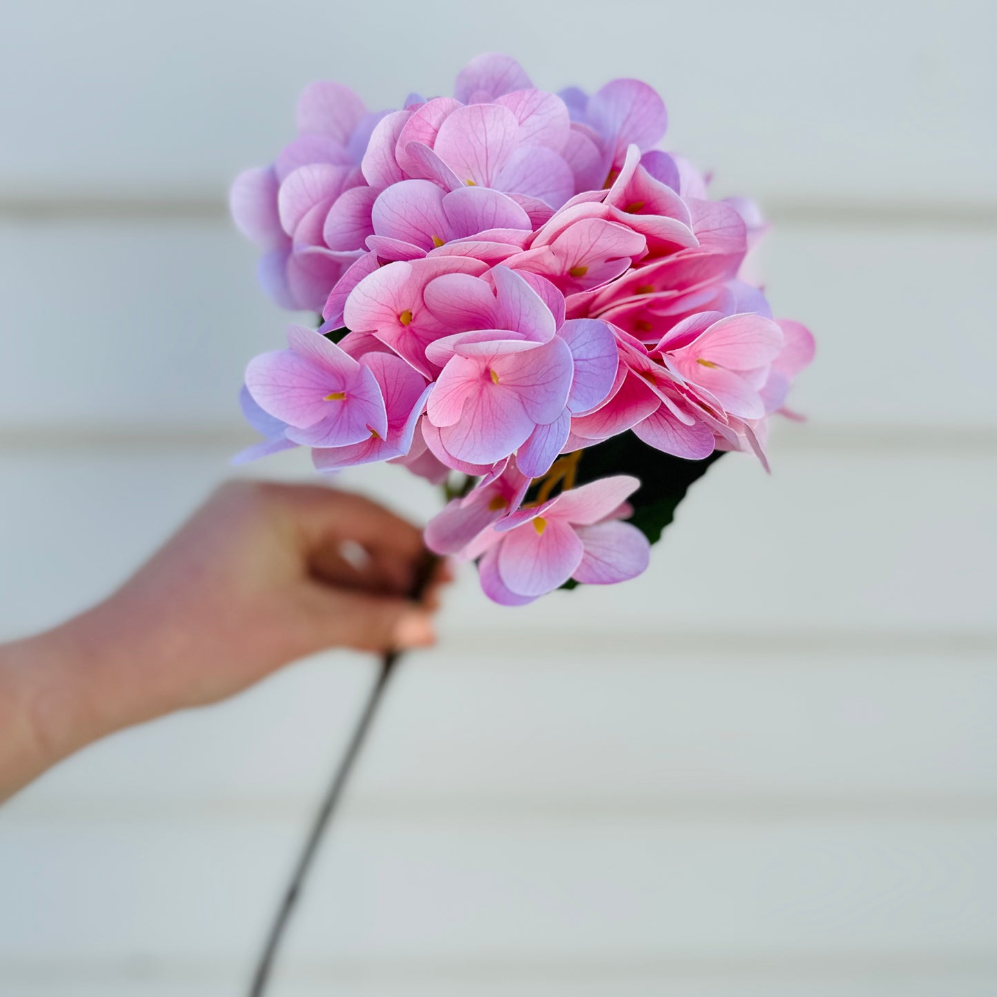 Small Faux Hydrangea Stem - Pink