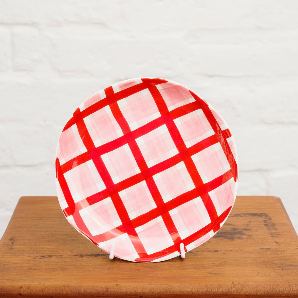 Side Plate - Pink &amp; Red Gingham
