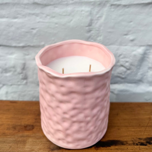 Large Mango, Coconut & Vanilla Candle - Pink Textured Jar