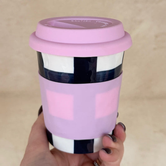 Travel Mug - Navy Gingham