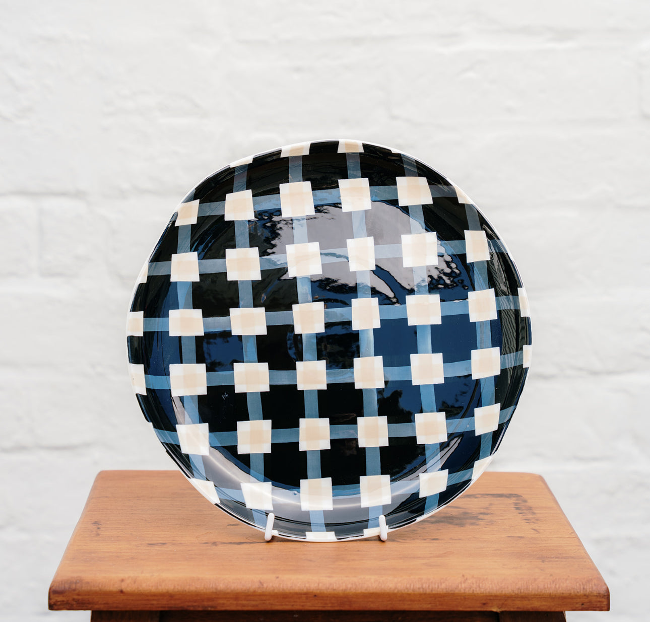 Black &amp; Beige Gingham Dinner Plate - Pack of 4