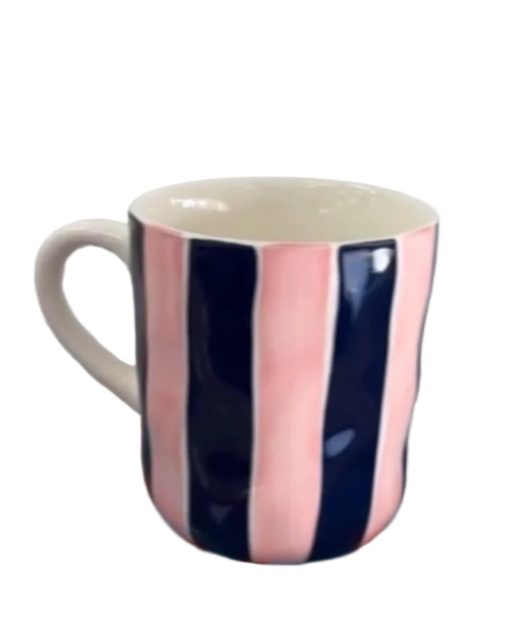 AUGUST PREORDER Navy and pink stripe mug