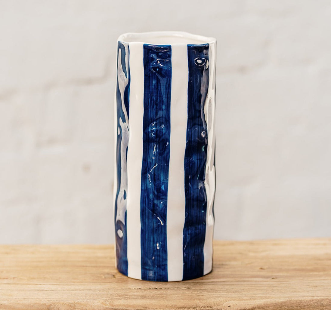 AUGUST PREORDER Medium Vase - Navy Stripe