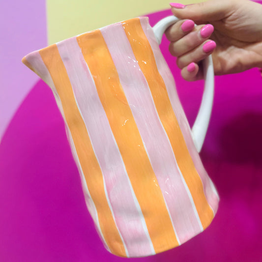 Medium Jug - Orange & Pink Stripe