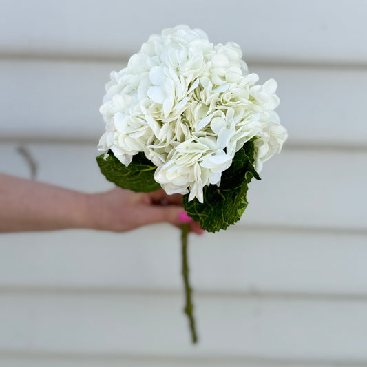 Faux Hydrangea Stem - White