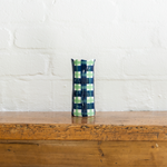 Small Navy & Green Gingham Vase