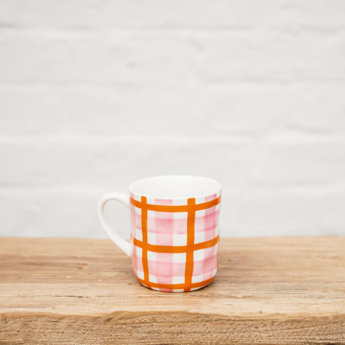 AUGUST PREORDER Mug - Pink &amp; Orange gingham