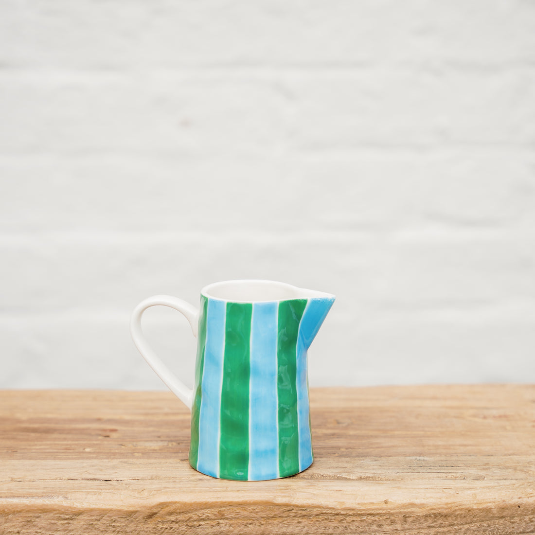 Ceramic Milk Jug in Green and Blue Stripes Australia