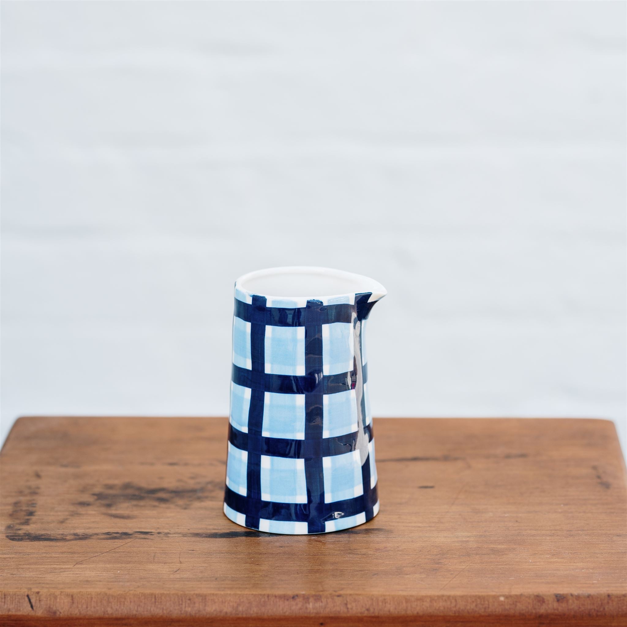 Milk Jug - Navy &amp; Blue Gingham