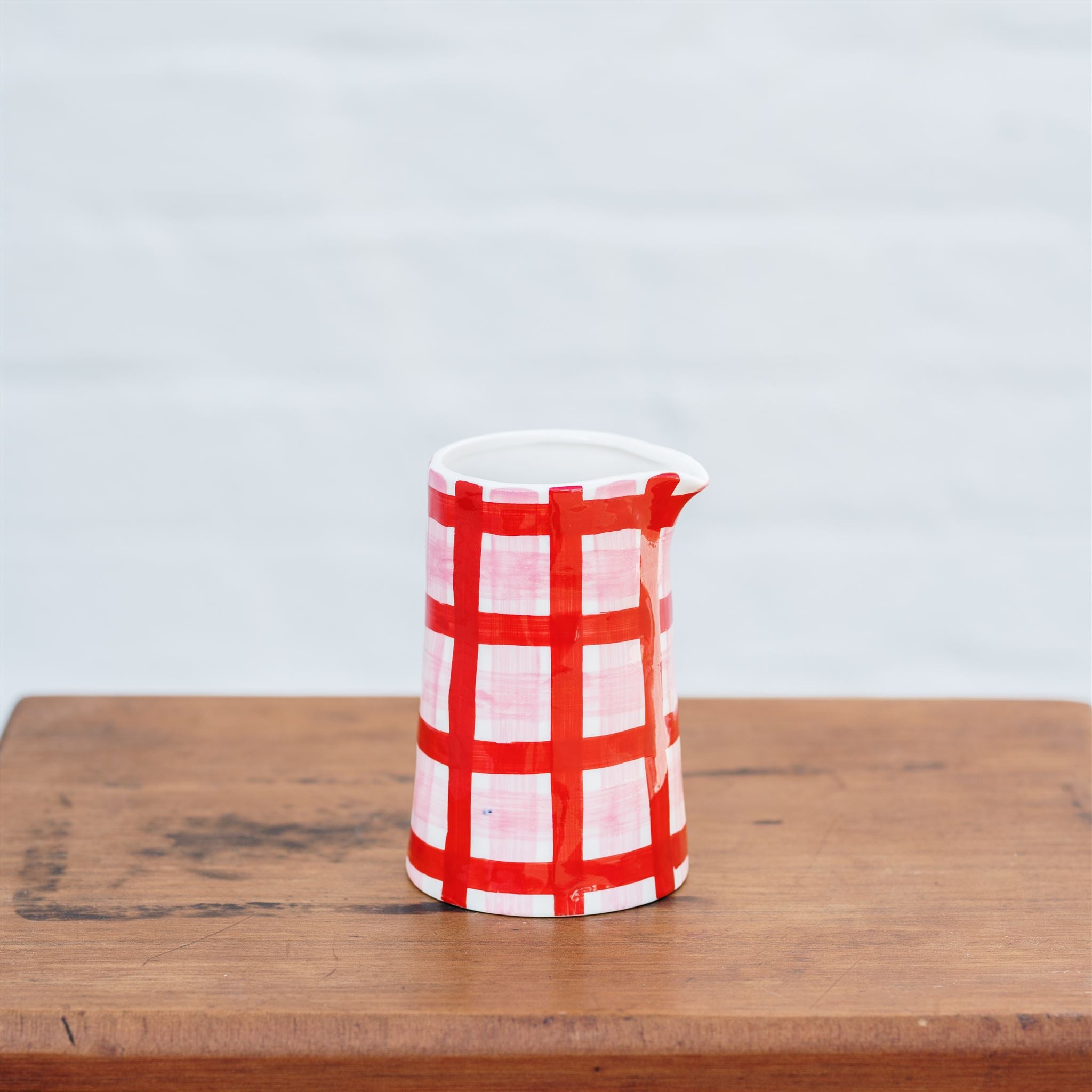 Milk Jug - Pink &amp; Red Gingham