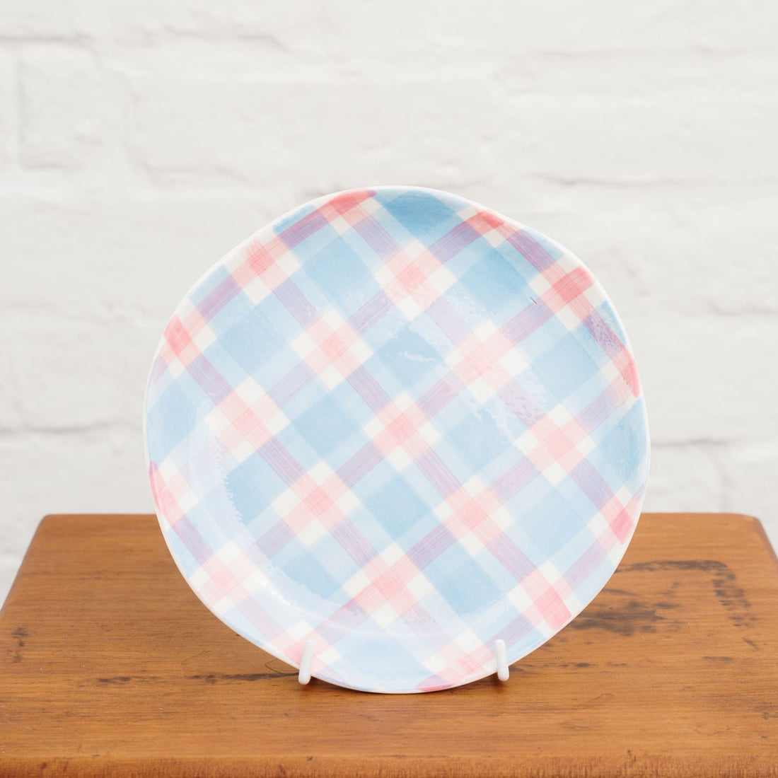 Side Plate - Pink &amp; Blue Gingham