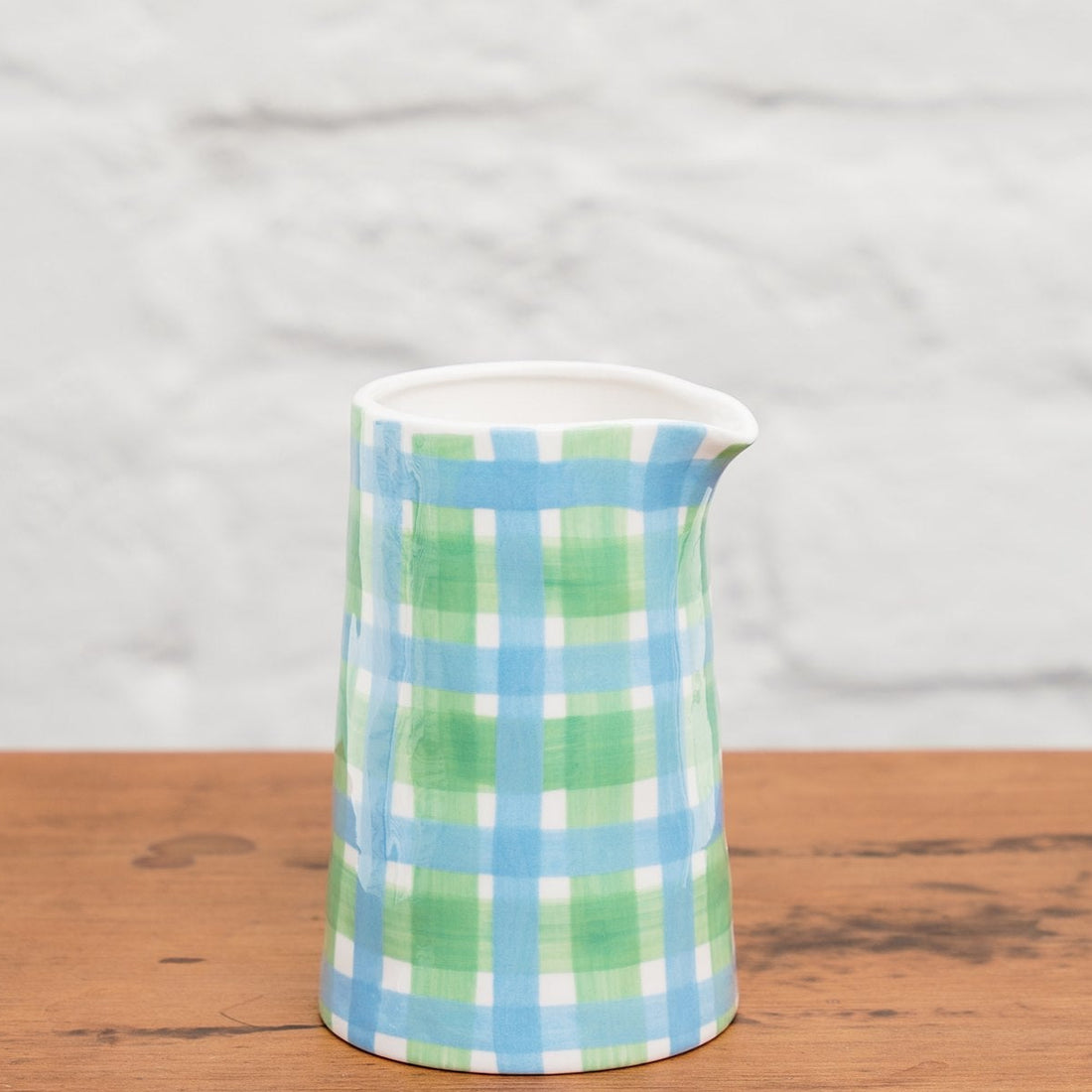 Milk Jug - Blue &amp; Green Gingham