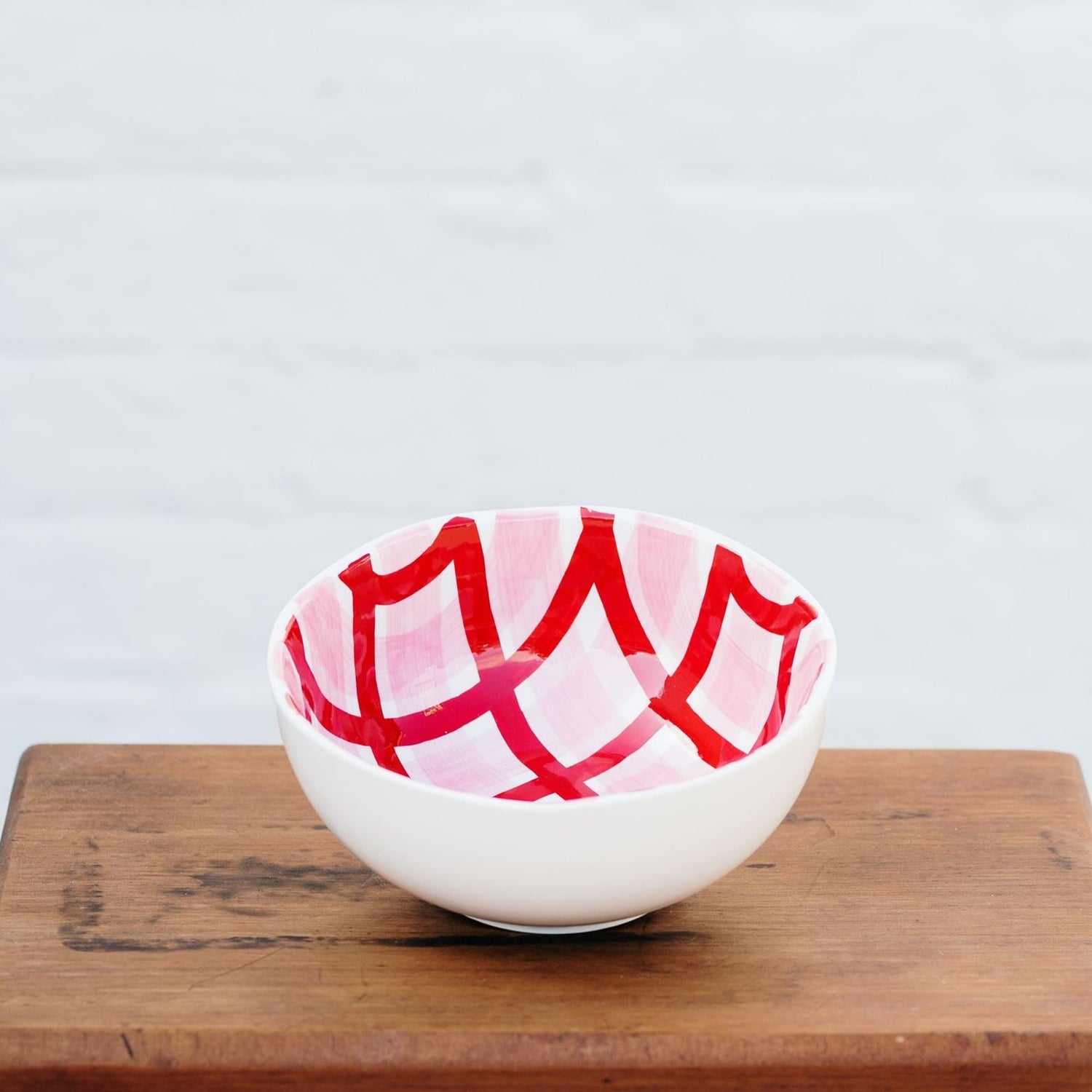 Medium Bowl - Red and Pink Gingham