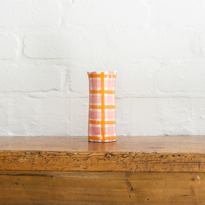 Small Vase - Pink &amp; Orange Gingham