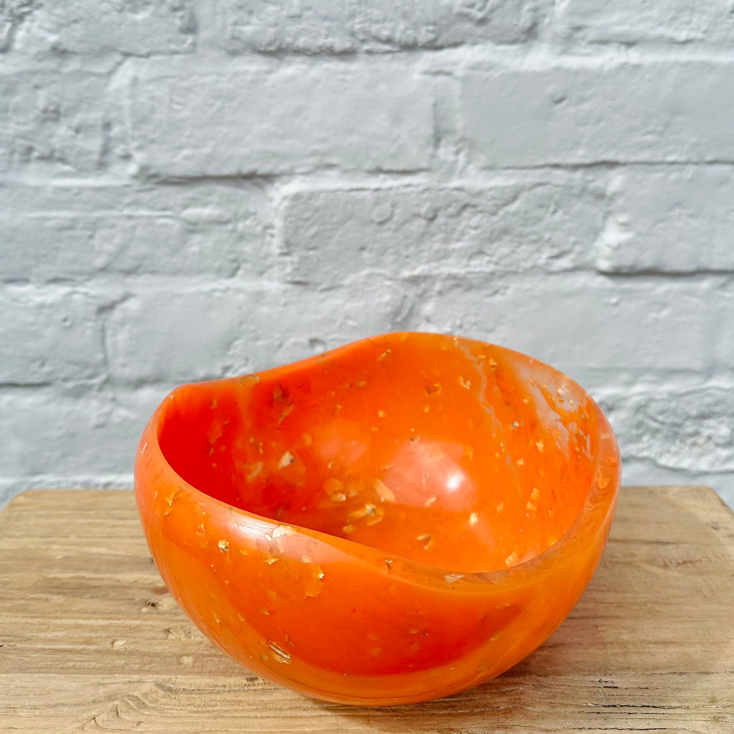 Medium Resin Bowl - Bright Orange