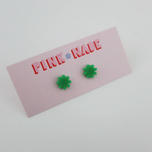 Small Daisy Stud Earrings - Green