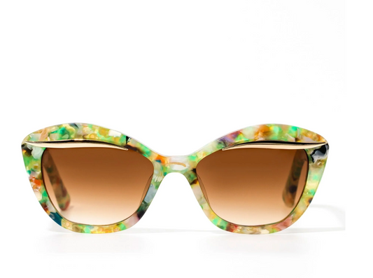 Solstice Lime Multicoloured Browline Sunglasses