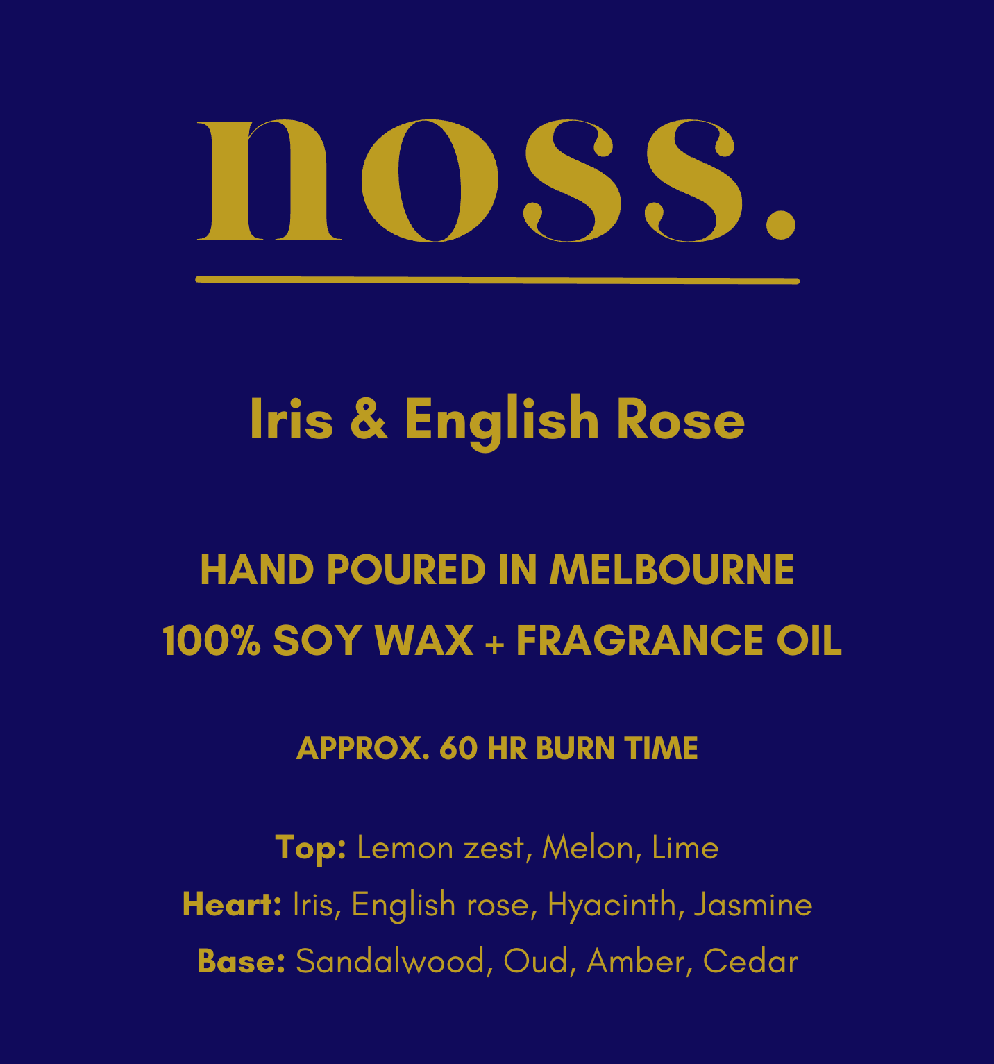 Large Iris &amp; English Rose Candle - Blue Textured Jar